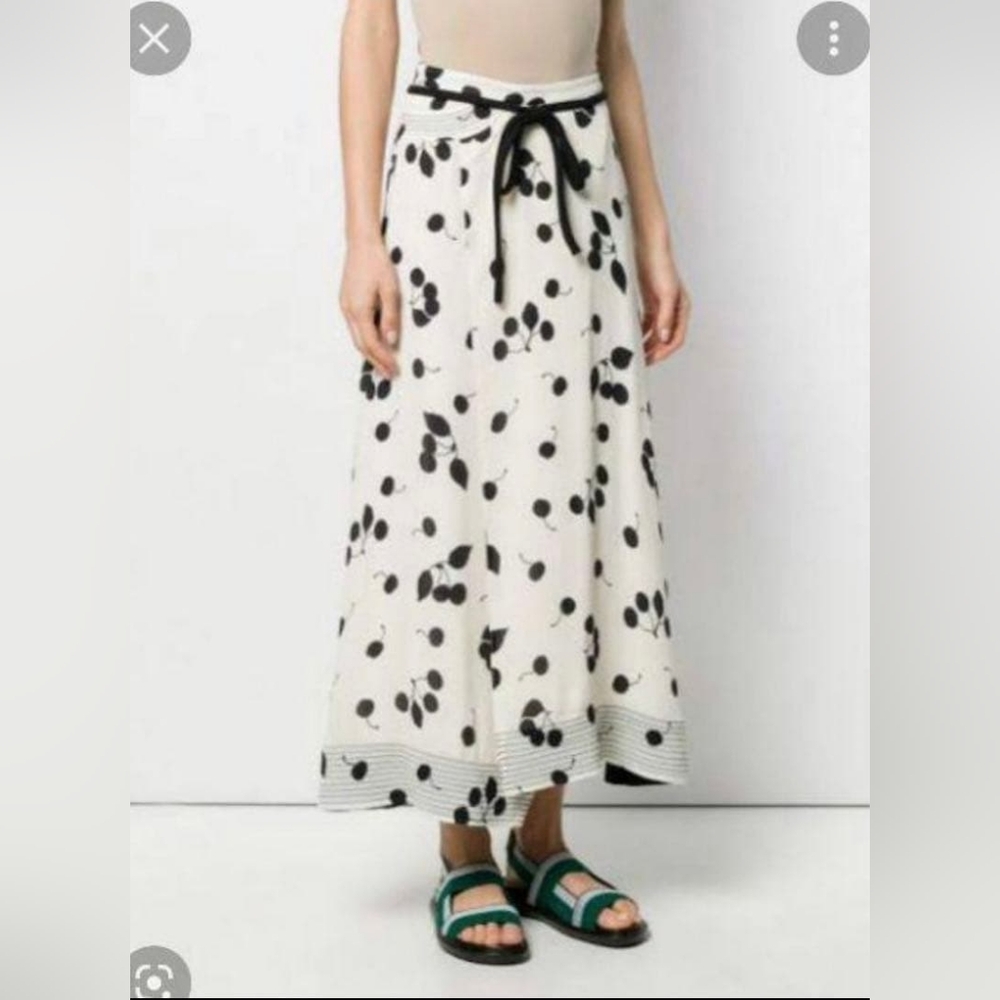3.1 Phillip Lim Cerise Banded Tie-Waist Side Slit Black White Wrap Skirt Size 2 - Picture 1 of 5
